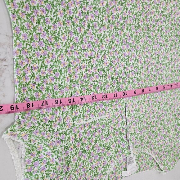 PinkK Vintage Y2K Kmart Floral Nightgown Sz Large Dainty Lace Trim Green Purple - Picture 9 of 10